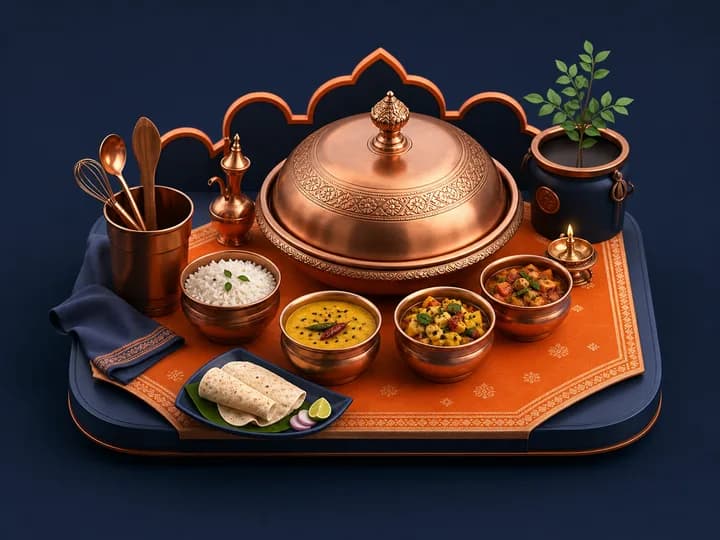Catered meal with serving dish and utensils