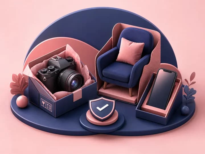 Camera, chair and phone prepared for resale